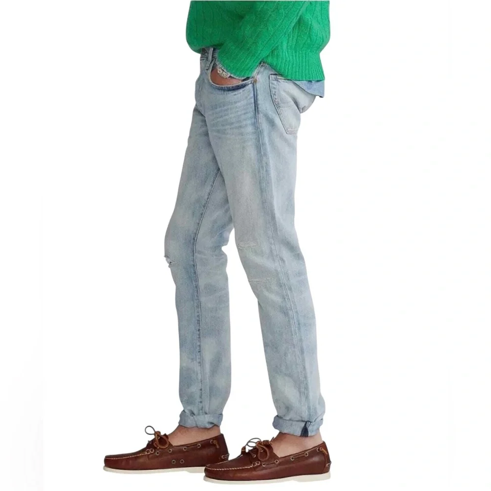 Polo Ralph Lauren The Varick Slim Straight Distressed Sun Faded Jeans Size 35x30